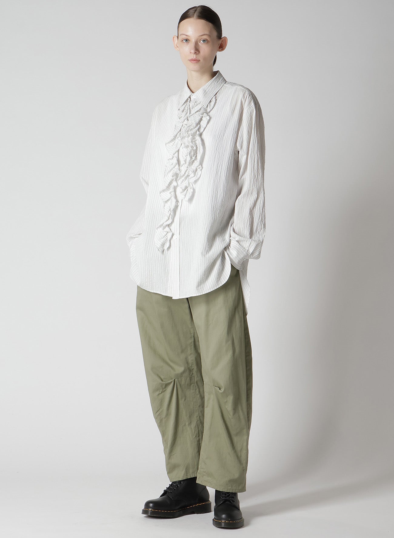 Stylish Cotton Voile Untrimmed Frill Stripe Blouse for Women - Perfect for Casual Outings, Office Wear & Summer Fashion