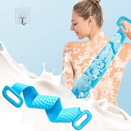 Soft Silicone Body Scrubber Belt - Exfoliating Back Brush for Shower & Bath Massage