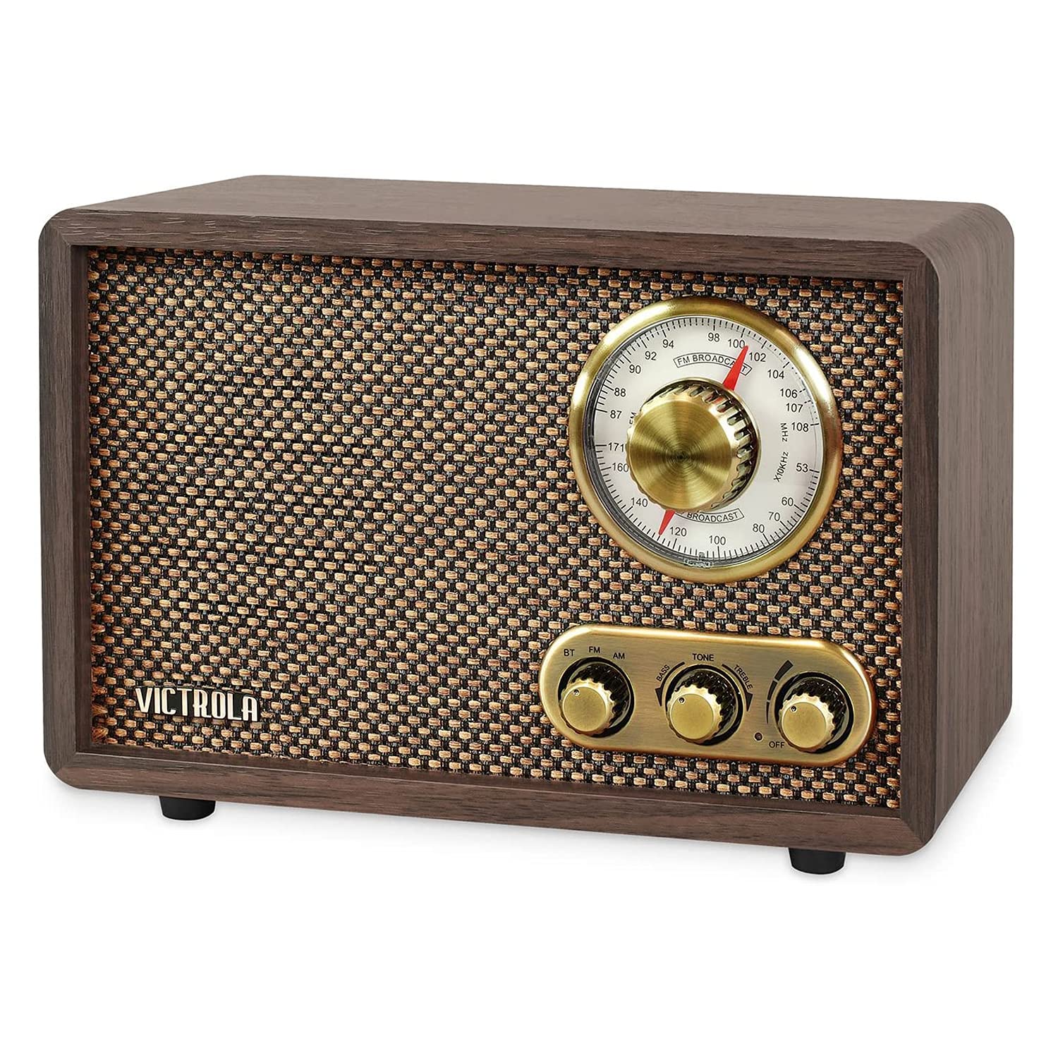 Victrola Retro Wood Bluetooth Radio with Built-in Speakers - Vintage AM/FM Wireless Streaming Radio with Rotary Dial in Espresso Finish | Perfect for Home, Office & Outdoor Use