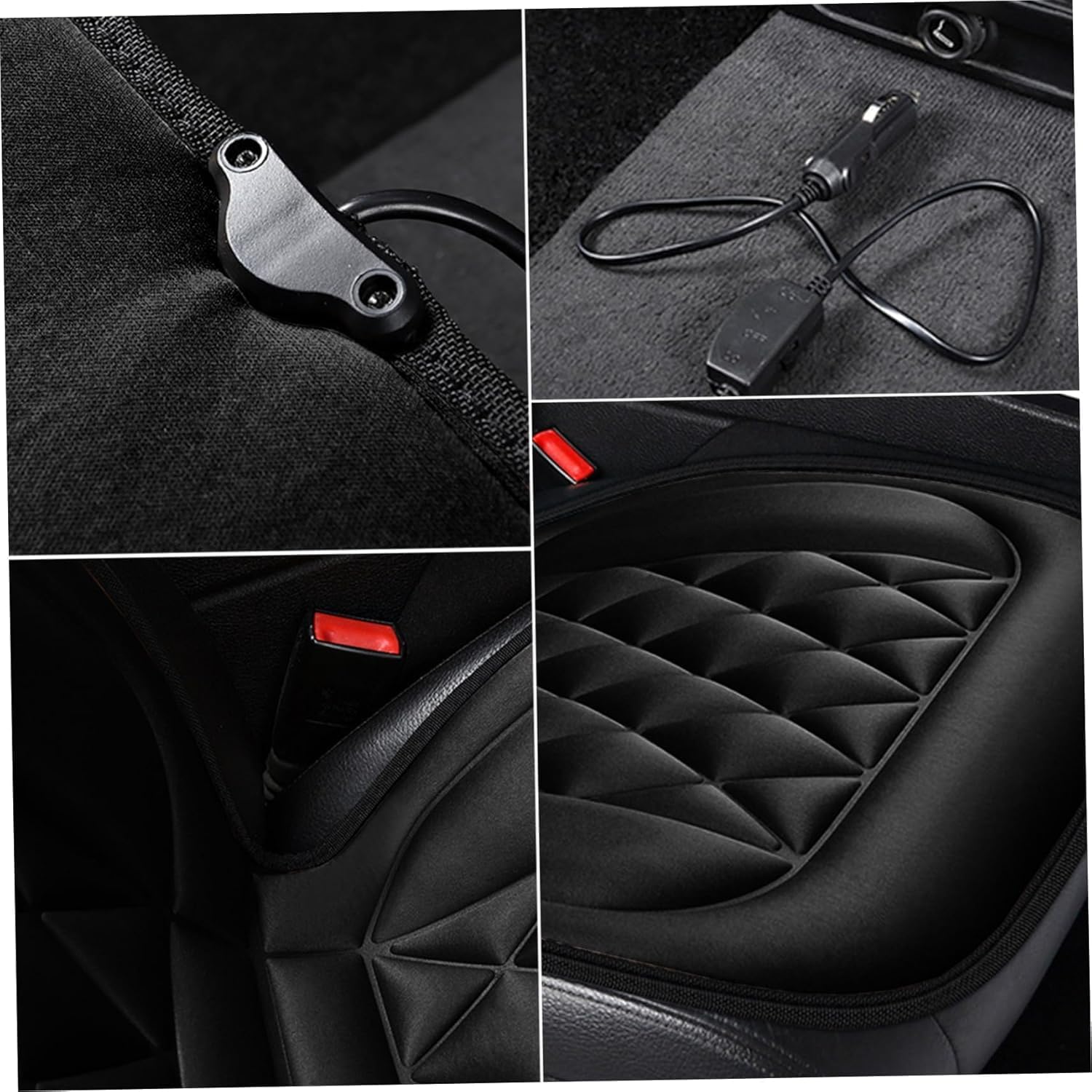 2 Pcs Heated Seat Cushion with Back Support - Comfortable Car Seat Cover for Office Chair & Home Use - Black (Perfect for Long Drives & Desk Work)
