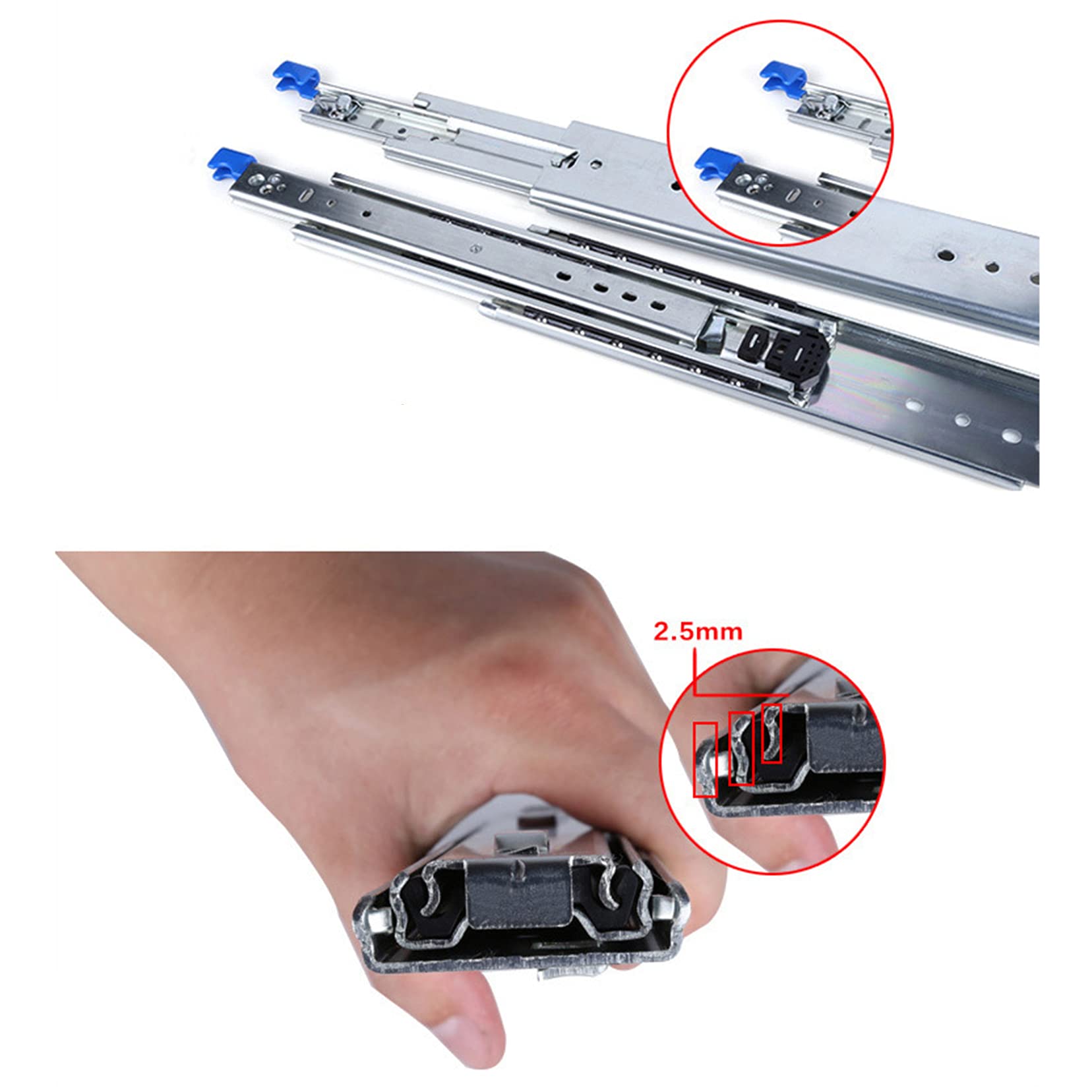 Soft Close Full Extension Ball Bearing Drawer Slides - Heavy Duty 3-Section Side Mount Cabinet Slides for Kitchen, Office & Industrial Storage Solutions