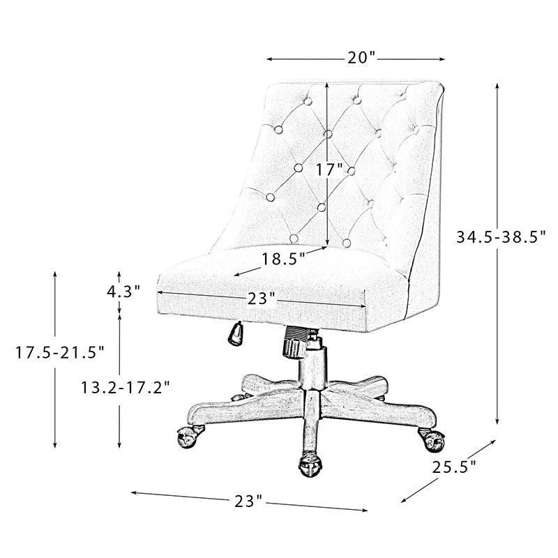 Estelle Upholstered Tufted Office Chair - Ergonomic Desk Chair with Lumbar Support for Home & Office Workspace | Comfortable Computer Chair for Long Hours Sitting