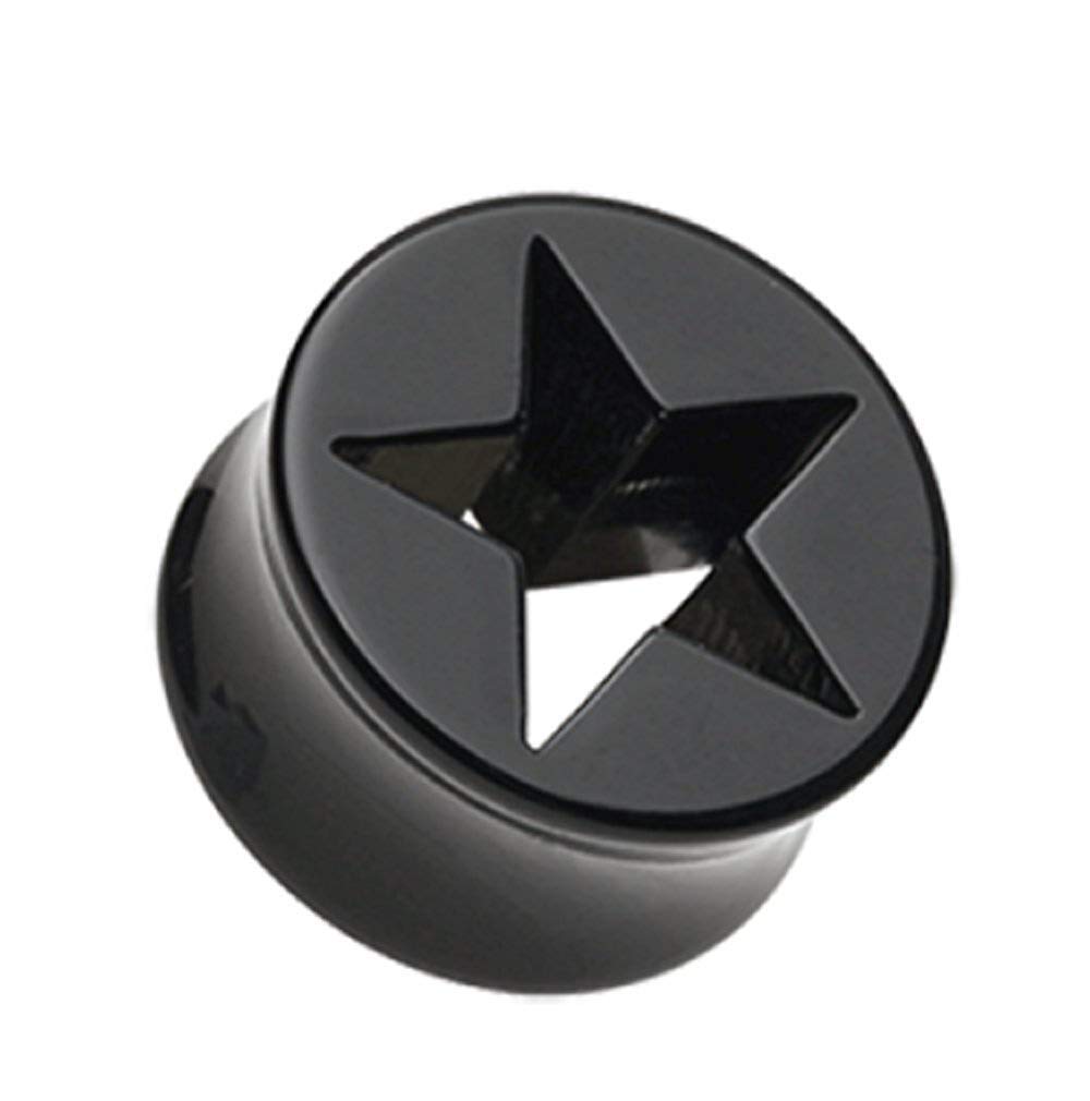 Hollow Star Double Flared Ear Gauge Plug - Stainless Steel Stretcher Jewelry for Men & Women - Perfect for Body Piercing, Stretching, and Everyday Wear