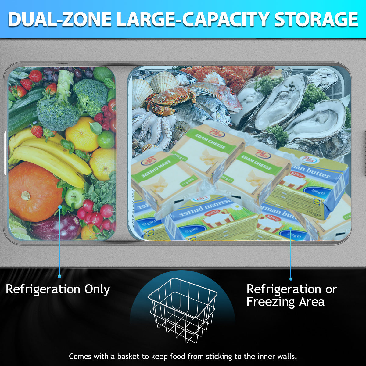Alpicool NCF45 12V/24V Portable Car Refrigerator Freezer - 45L Compact Fridge for Road Trips, Camping & Outdoor Adventures
