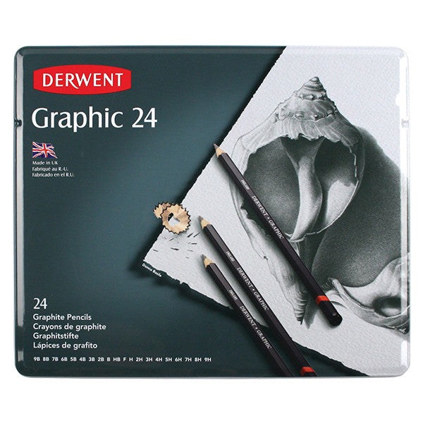 Derwent Graphic Graphite Pencils - Set of 24 Professional Drawing Pencils for Artists & Sketching - Perfect for Sketching, Shading & Detailed Artwork