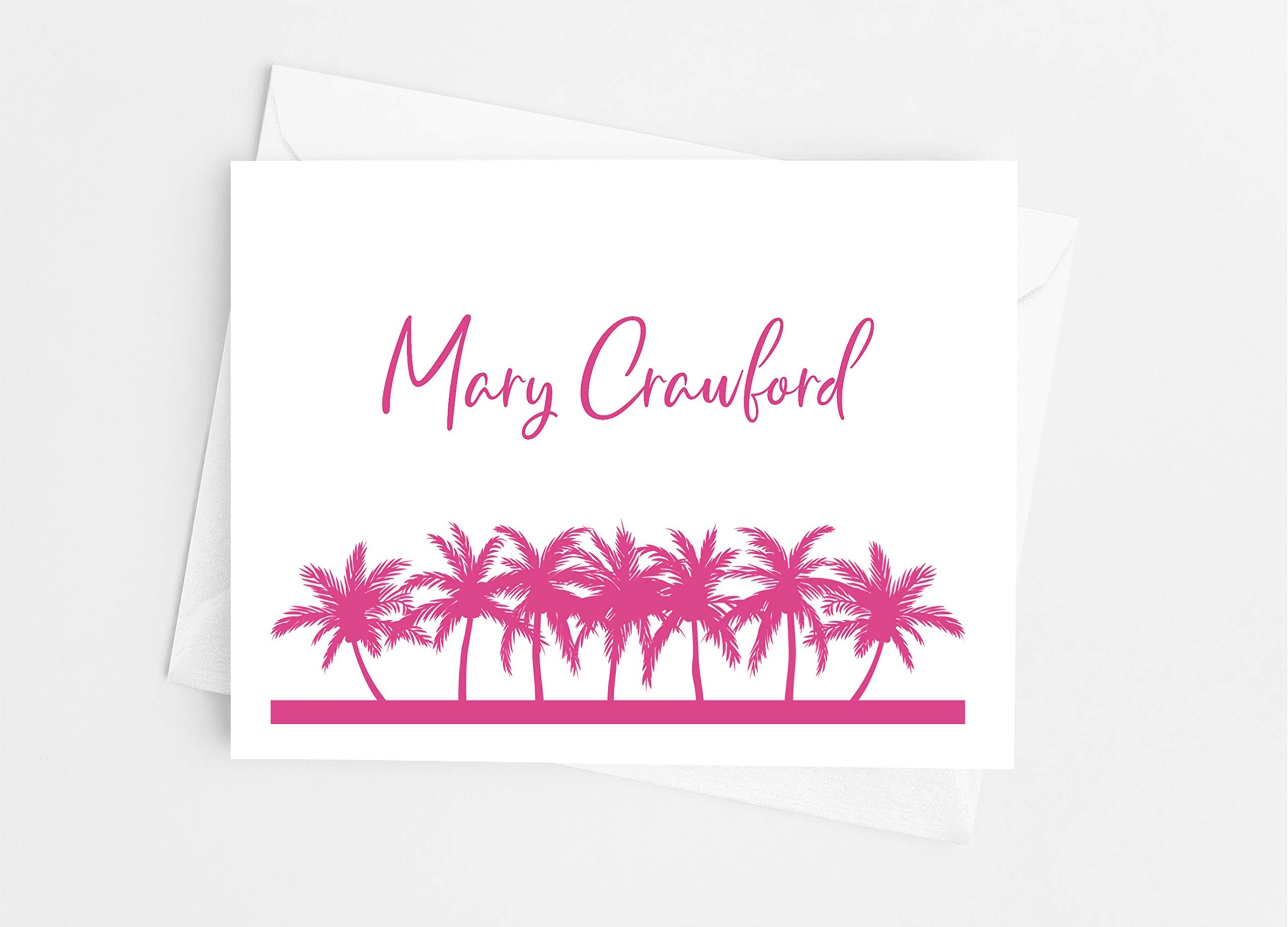Personalized Palm Tree Note Cards with Envelopes - 10-Pack Folded Stationery Set for Thank You Notes, Wedding Invitations & Greeting Cards - Multiple Color Options