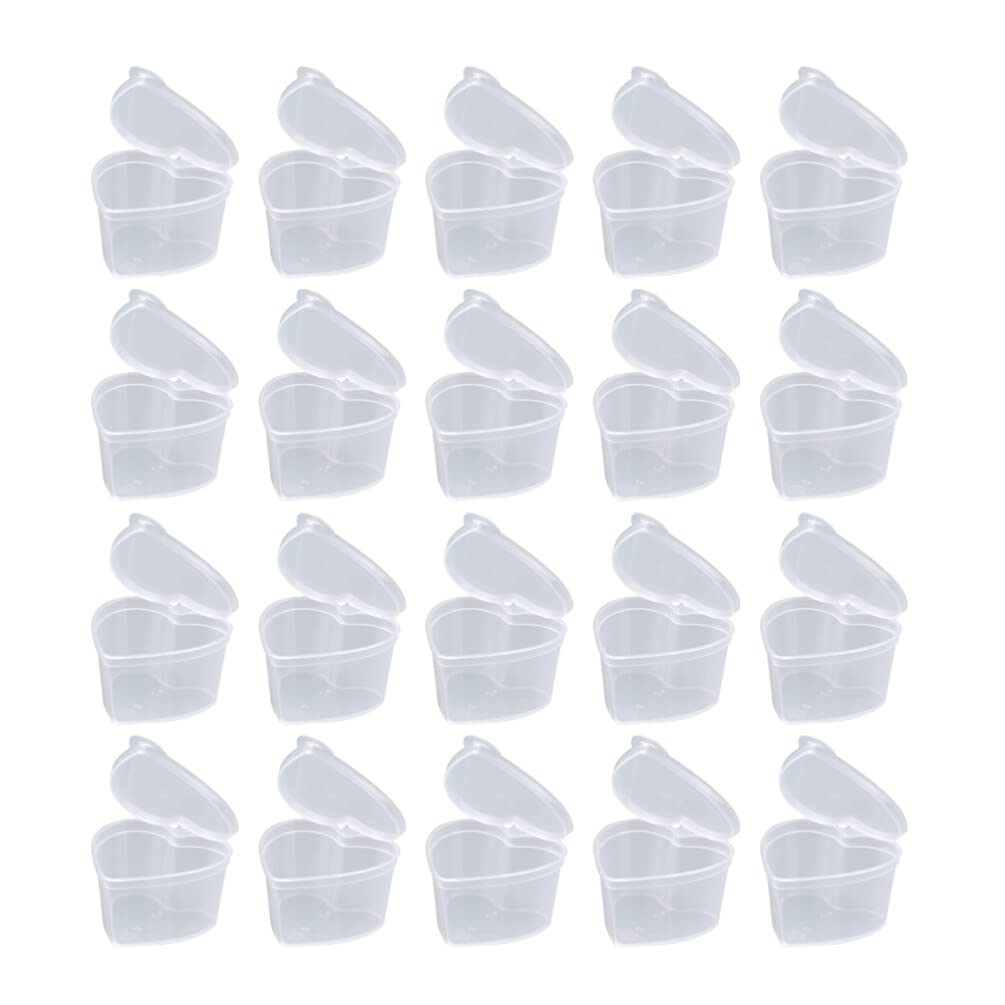 Milisten 50pcs Clear Heart-Shaped Plastic Storage Containers with Lids - Perfect for Beads, Glitter, Coins & Small Craft Supplies | Great for DIY Projects, Jewelry Making & Organizing Craft Rooms