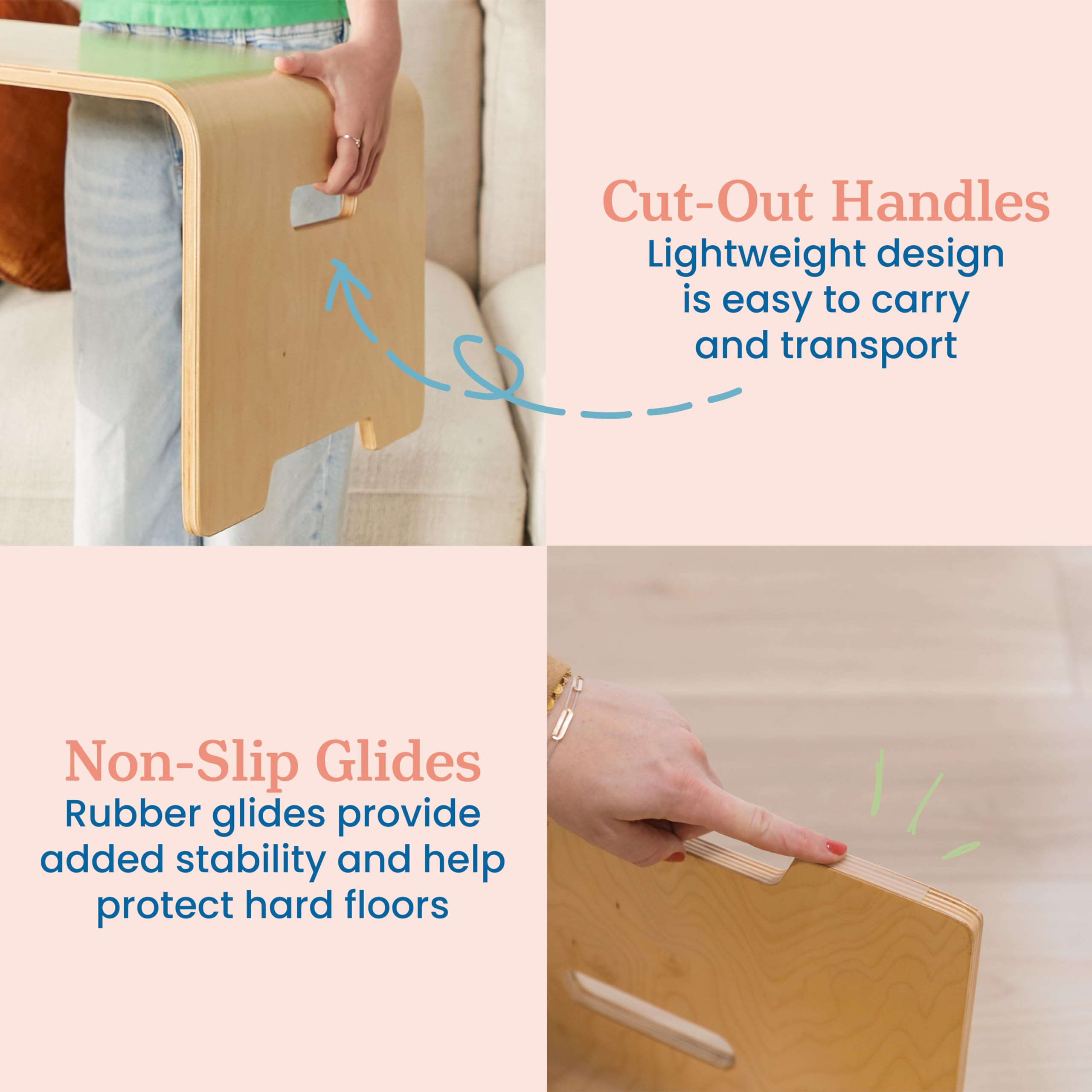 ECR4Kids Natural Wood Bentwood Lap Desk with Handles - Portable Kids Activity Table for Drawing, Writing & Learning - Perfect for Homeschool, Classroom & Bedroom Use