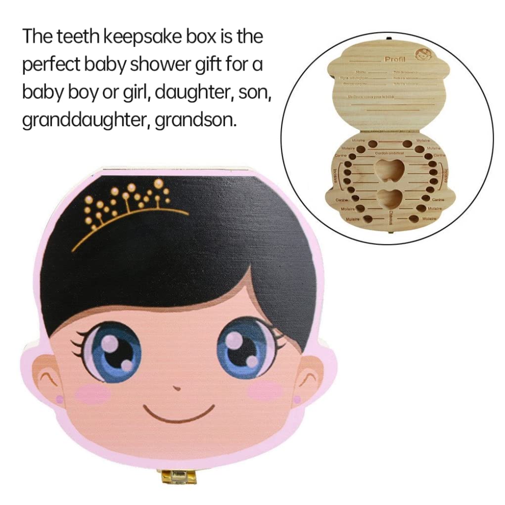 Baby Teeth Keepsake Box - French Wooden Tooth Storage Organizer for First Lost Teeth - Perfect for Memory Preservation & Nursery Decor