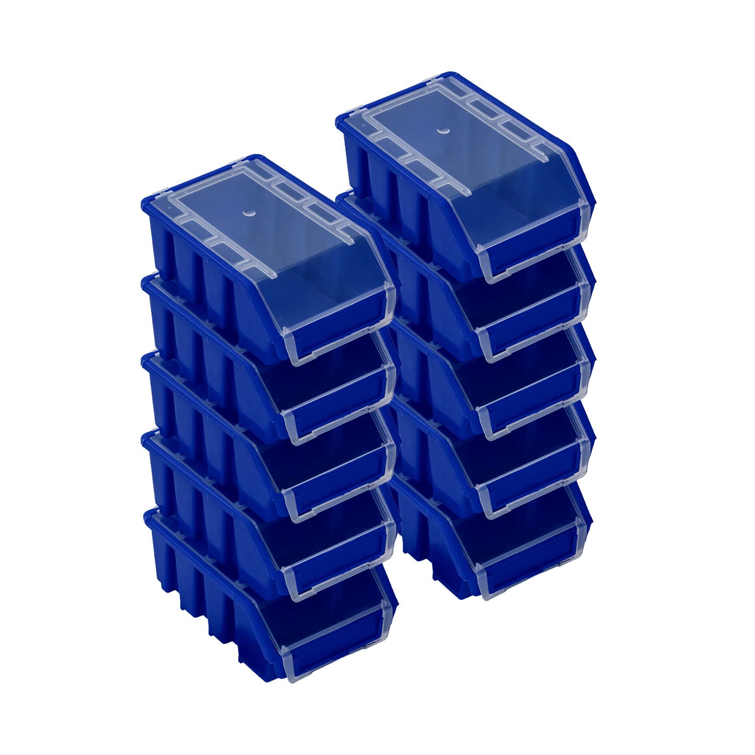 PAFEN 10-Piece Stackable Storage Box Set with Lids - 160x75x115mm Organizer Bins for Tool Wall, Garage, Workshop & Home Organization - Blue Plastic Stacking Boxes for DIY, Crafts & Office Supplies