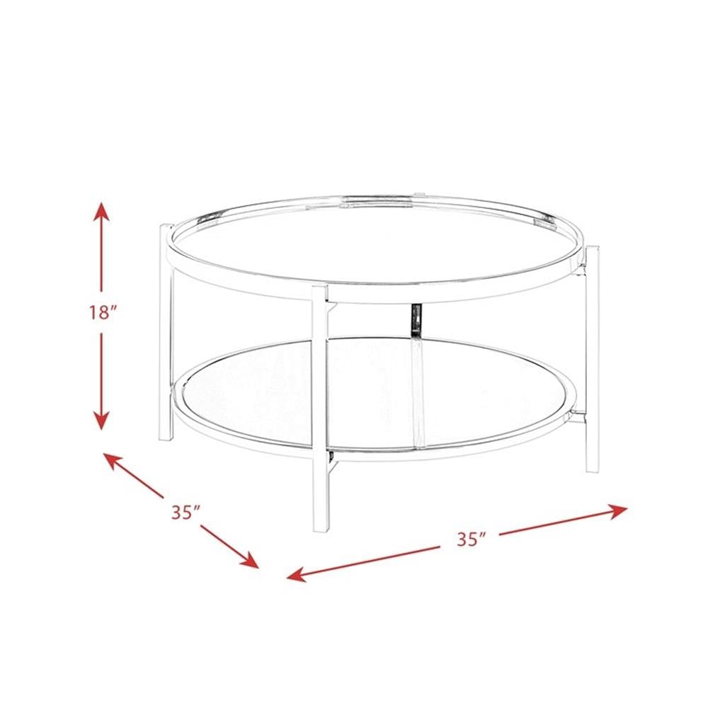 Modern Round Coffee Table with Gold Table Top Edges - Mid-Century Style Living Room Centerpiece for Small Spaces & Apartments