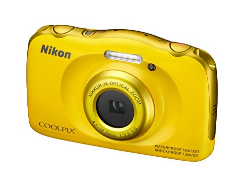 Nikon COOLPIX S33 Waterproof Digital Camera 13.2MP with 3x Zoom - Shockproof & Freeze-proof Compact Camera for Kids & Outdoor (Yellow) - Perfect for Beach, Pool, Hiking & Family Adventures