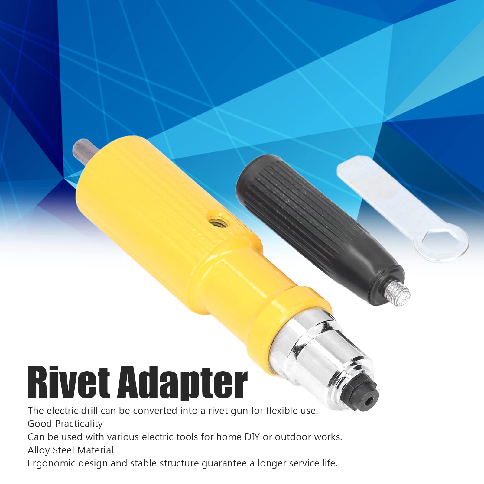 Cordless Drill Rivet Gun Adapter Kit - Electric Rivet Attachment Tool for Power Drills | DIY, Home Improvement & Automotive Repair Accessories (Yellow)