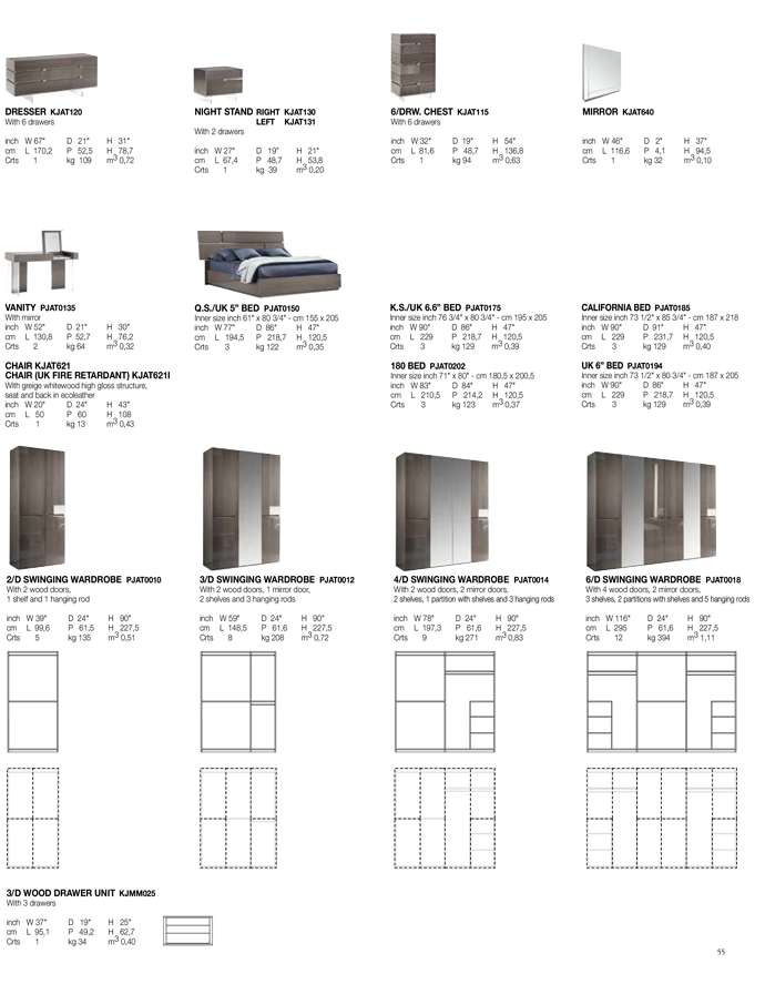 ALF ATHENA BEDROOM COLLECTION - Modern Luxury Bedroom Furniture Set with Nightstand & Dresser - Perfect for Master Bedroom, Guest Room & Apartment Decor