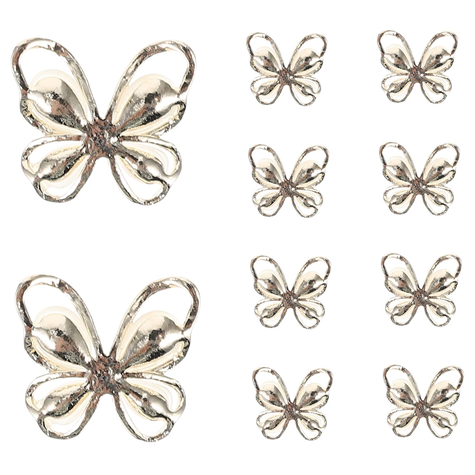 10pcs Nail Butterfly Rhinestone Embellishments - Diamond & Pearl Nail Art Decorations for DIY Manicure | Wedding, Party, Salon Nail Designs