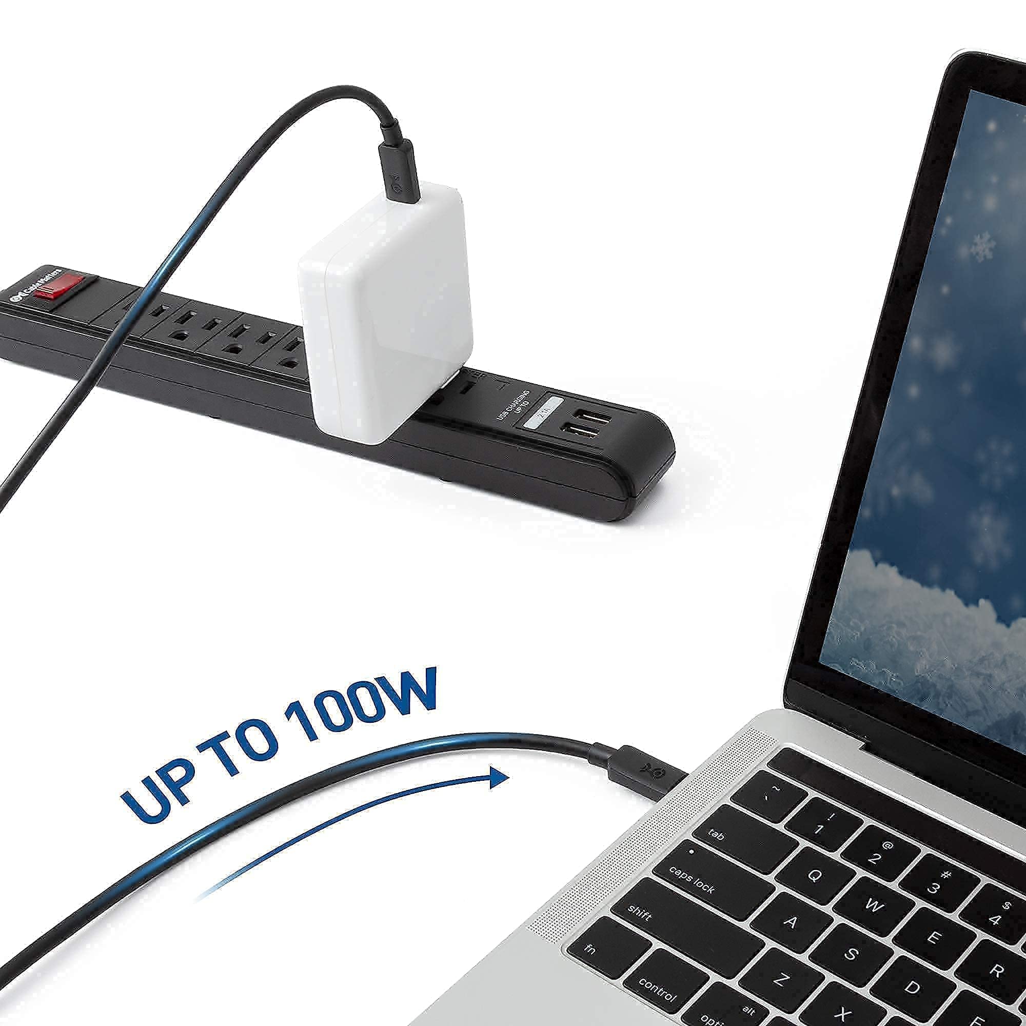 Cable Matters 6ft USB C to USB C Monitor Cable - 4K 60Hz, 100W Power Delivery, 5Gbps USB 3.1 Gen 1 & 3-Pack 3.3ft Slim USB C Cables - for 4K Monitors, Fast Charging, and High-Speed Data Transfer