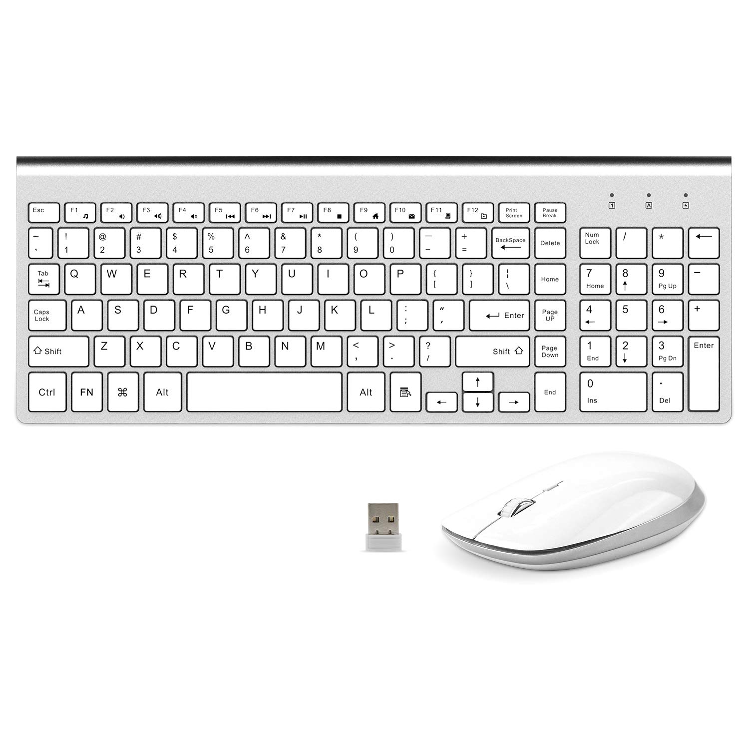 FEDARFOX Wireless Keyboard and Mouse Combo - 2.4G Ultra-Thin Full-Size Set with Sleek Silver Design for Windows PC, Laptop, Desktop | Perfect for Office Work, Gaming & Home Computing