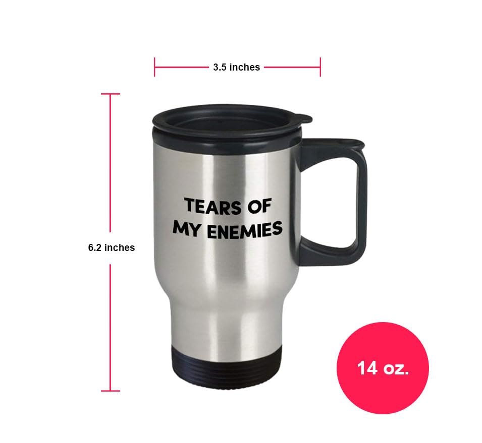Tears of My Enemies Travel Mug - 20oz Insulated Stainless Steel Coffee Tumbler for Hot Tea & Cocoa - Funny Novelty Gift for Birthday, Christmas, Anniversary - Perfect for Office Humor, Coffee Lovers & Gag Gift Exchanges
