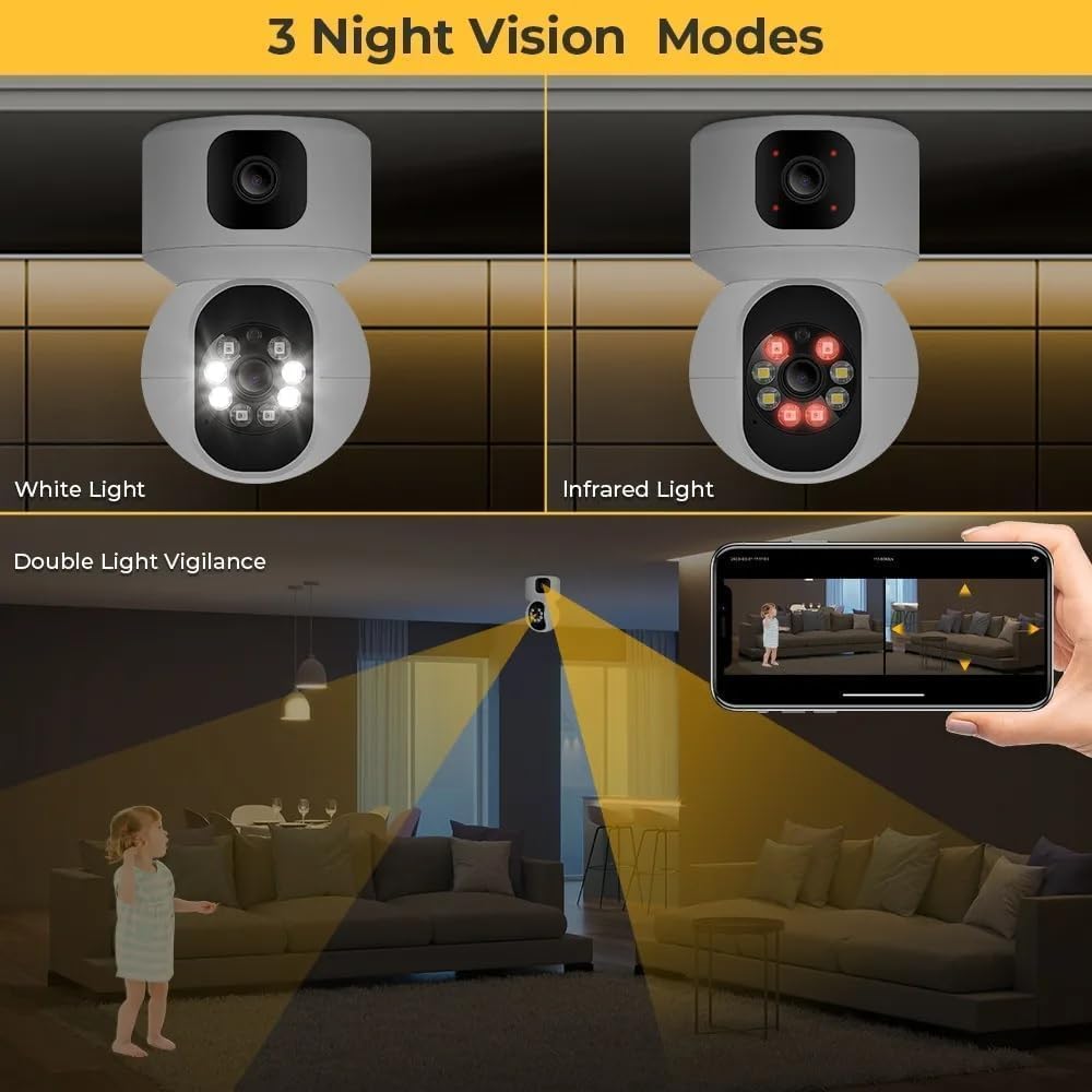 EYETECH 360 1080P HD Dual Lens Wireless WiFi Security Camera - 2.4GHz Smart Home Surveillance System with Night Vision & Motion Detection, Perfect for Baby Monitor, Pet Camera, Indoor/Outdoor Use