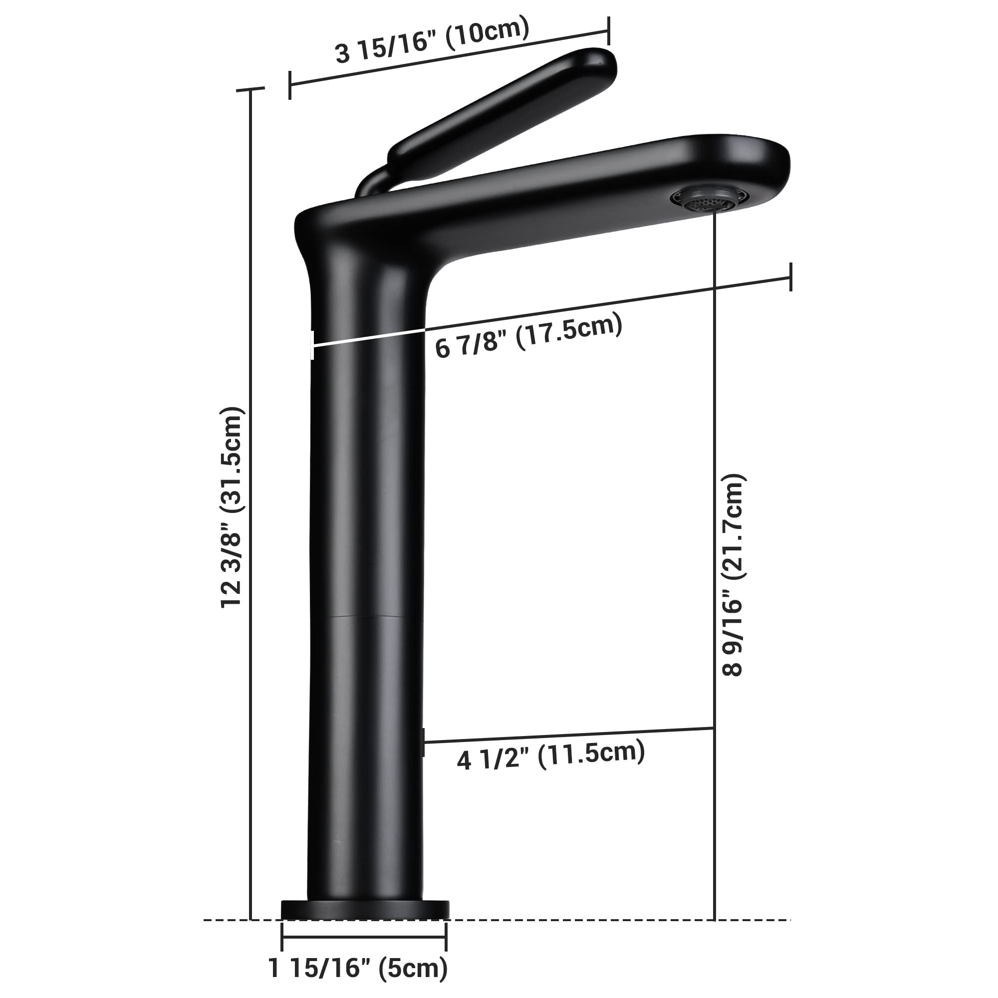 Aquaterior Matte Black Single Handle Bathroom Vessel Sink Faucet - NSF/ANSI 61 Certified, Non-Lead Commercial Faucet for RV, Lavatory & Vanity Sinks - Perfect for Modern Homes, Hotels & Restrooms