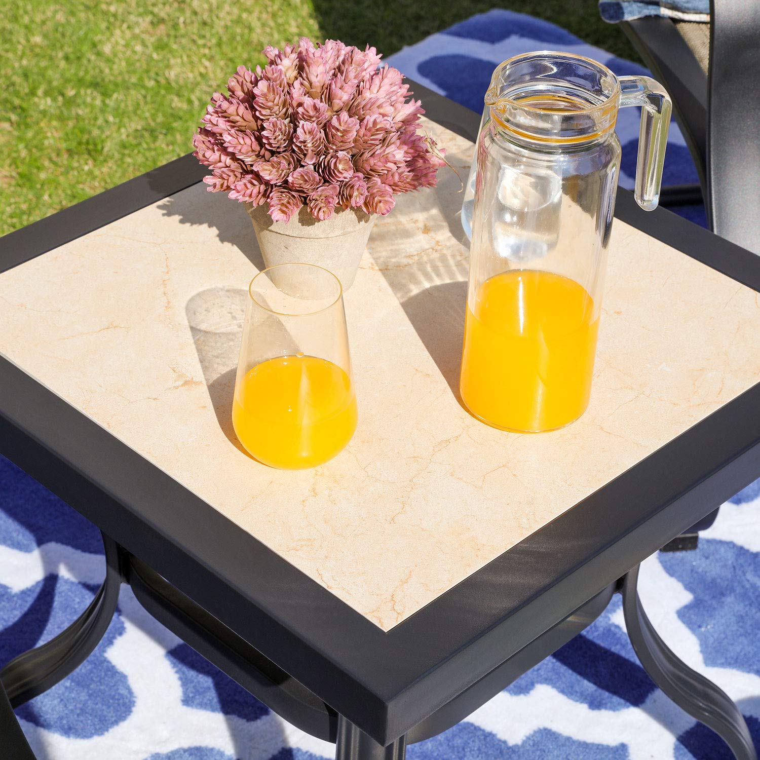 PatioFestival Outdoor Bistro Table - Square Porcelain Tabletop with All-Weather Steel Frame - Perfect for Garden, Deck, and Patio Dining