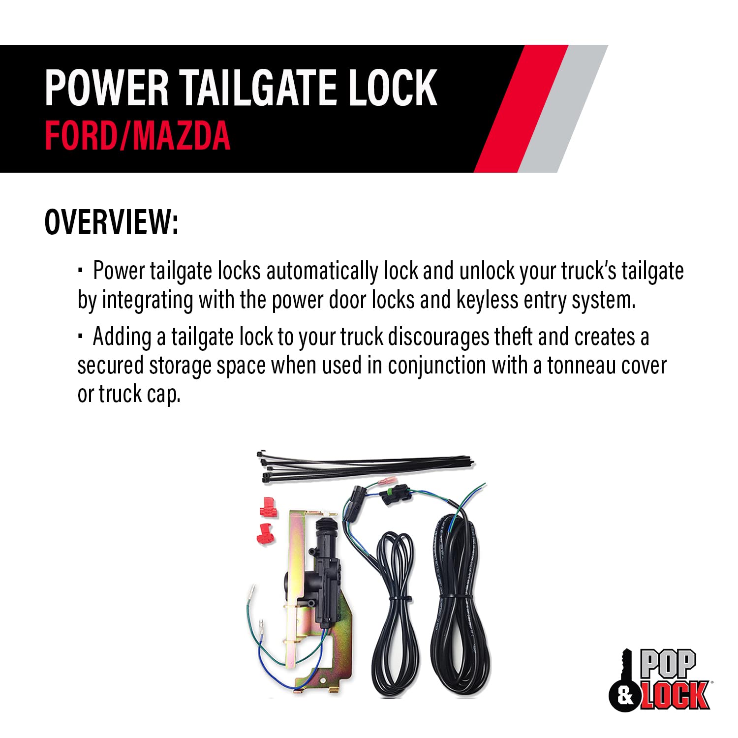 Pop & Lock PL8200 Power Tailgate Lock for Ford F150 (1997-2004) - Compatible With or Without OEM Manual Lock | Secure Truck Bed & Prevent Theft | Perfect for Camping, Work Sites & Outdoor Adventures