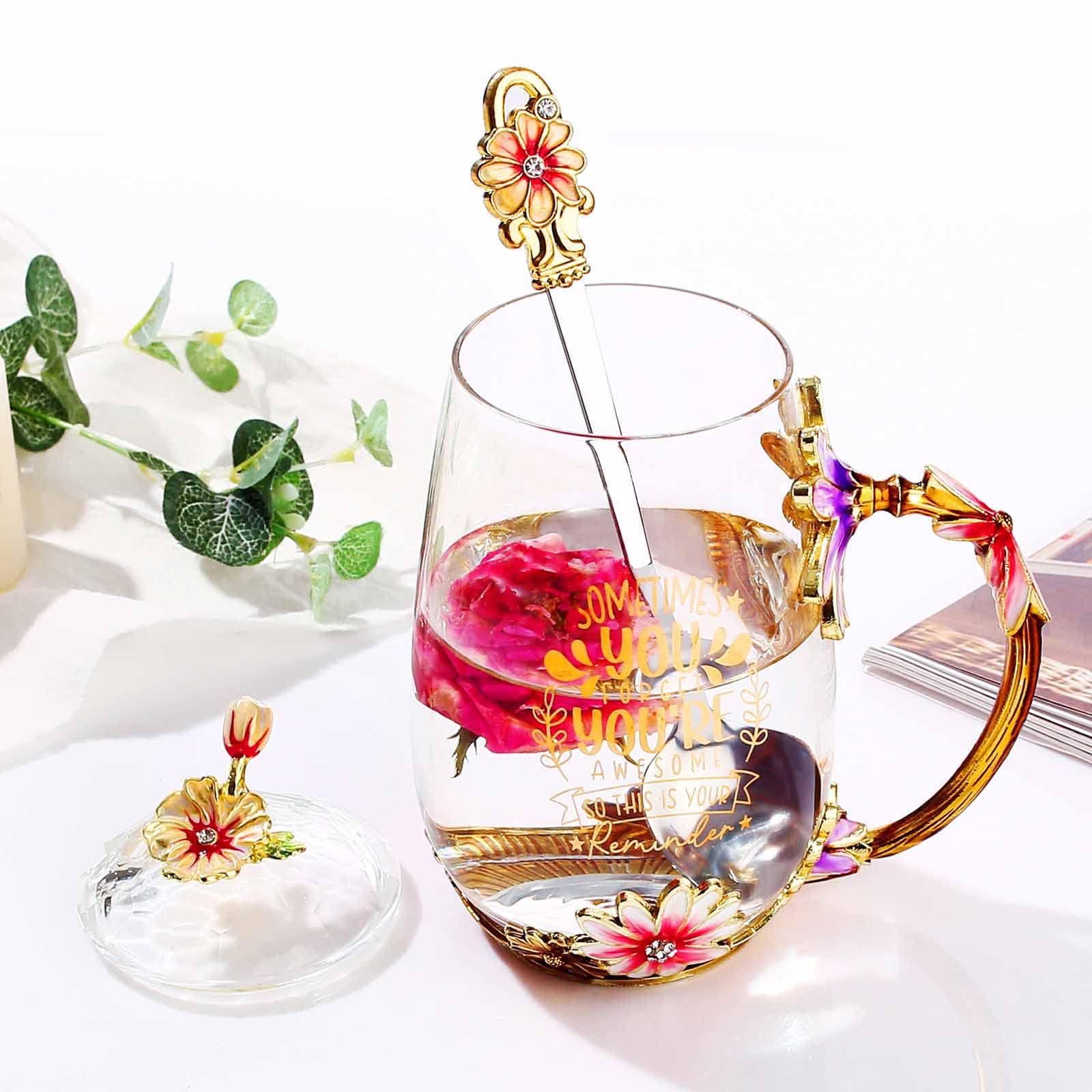 **Luka Tech Friendship Gifts for Women - Lovely Floral Tea Cup & Coffee Mug - Birthday Gift for BFF, Bestie, Coworker - Perfect for Tea Time, Office Use & Thoughtful Surprises**