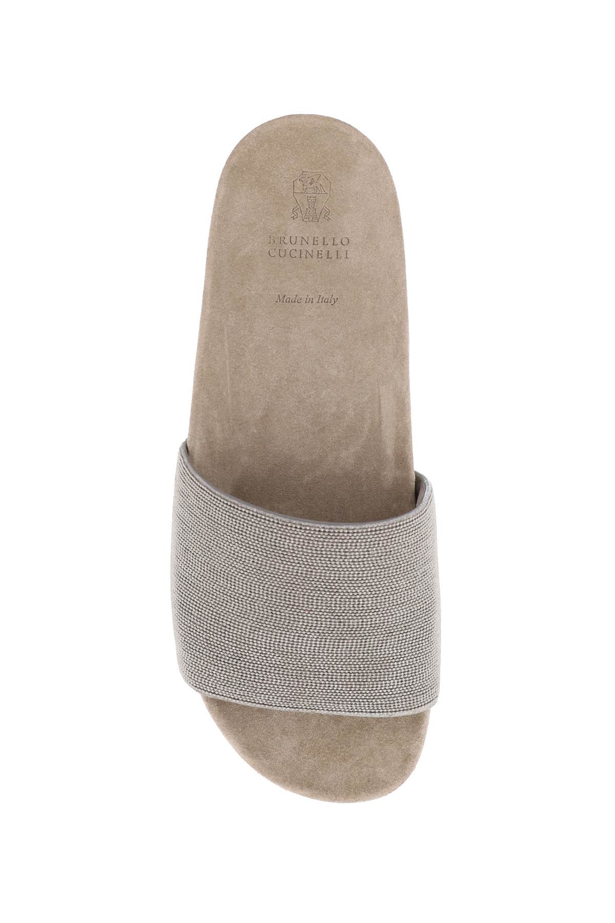 Brunello Cucinelli Women's Slides with Monili Band - Comfortable Luxury Sandals for Summer, Beach & Poolside Relaxation
