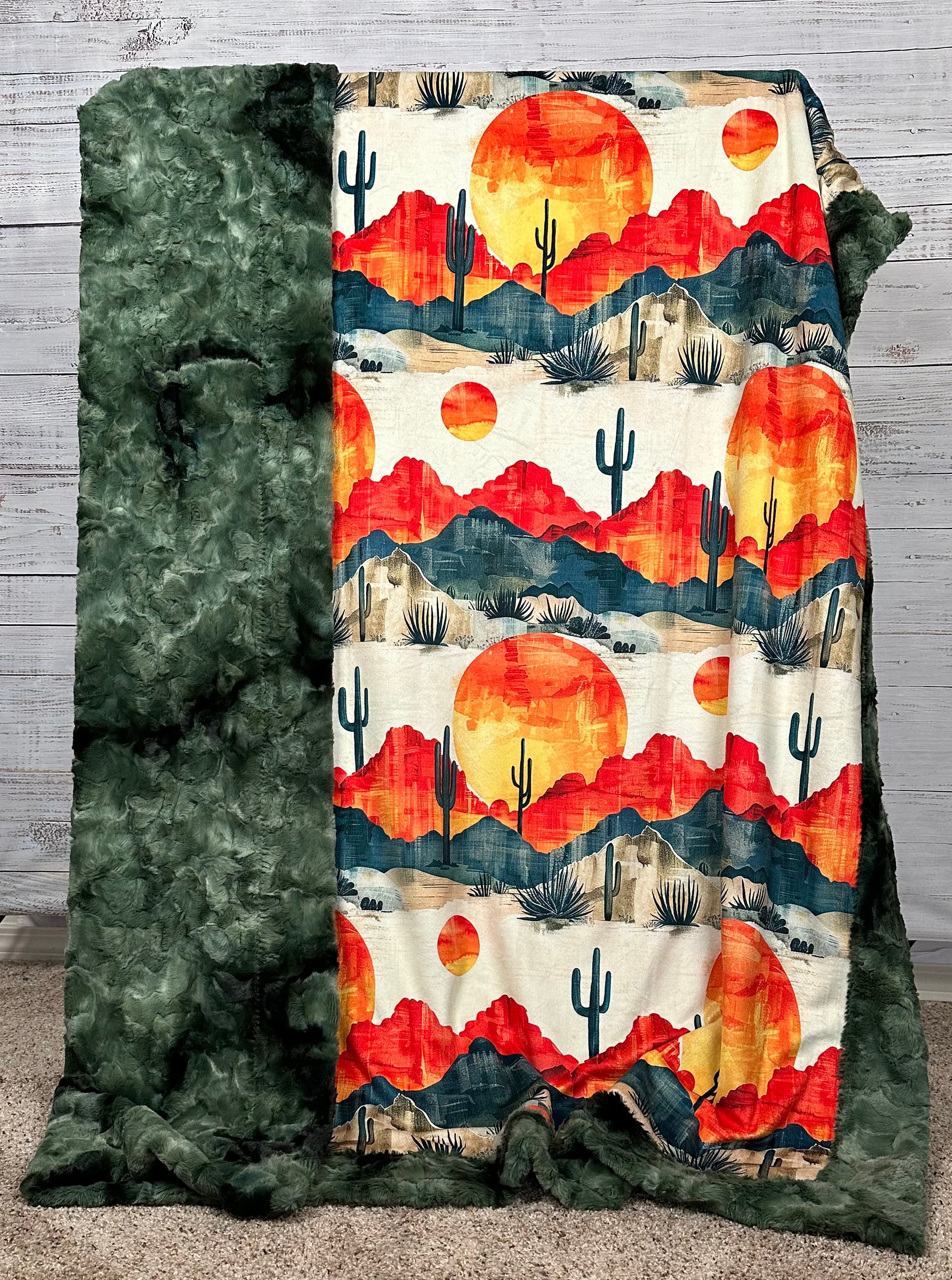 Arizona Landscape Camo Print Luxe Large 55x79 Minky Blanket - Soft & Cozy for Bedroom, Living Room, or Outdoor Adventures