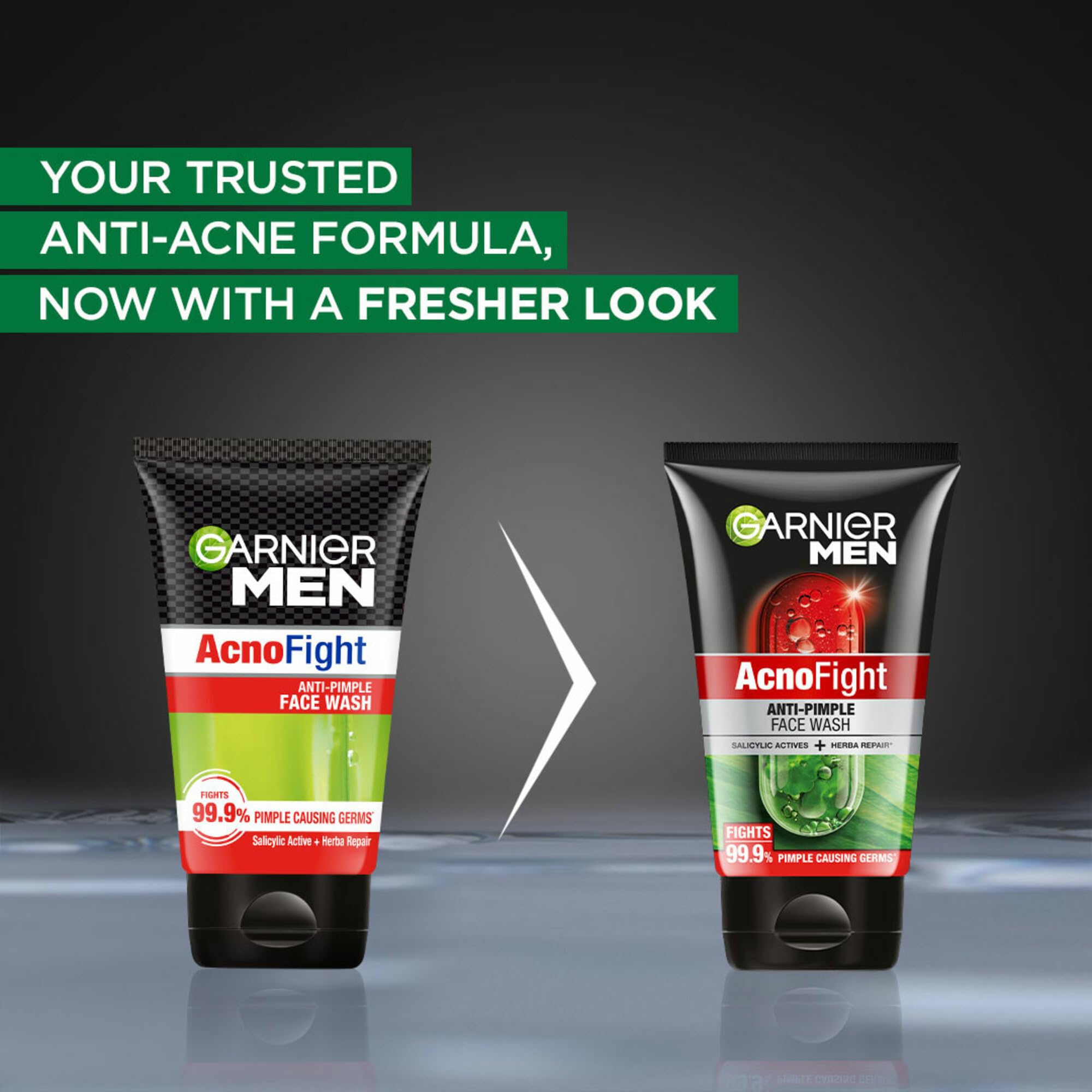 Garnier Men Acno Fight Anti Pimple Face Wash with Salicylic Acid & Herba Repair - 150g Oil-Free Cleanser for Acne-Prone Skin | Daily Skincare Routine for Men, Prevents Breakouts & Soothes Irritation
