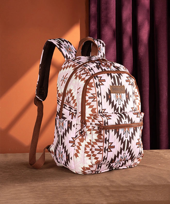 Wrangler Aztec Printed Diaper Bag Backpack - Stylish & Spacious Baby Essentials Organizer for Moms | Perfect for Travel, Daycare & Family Outings