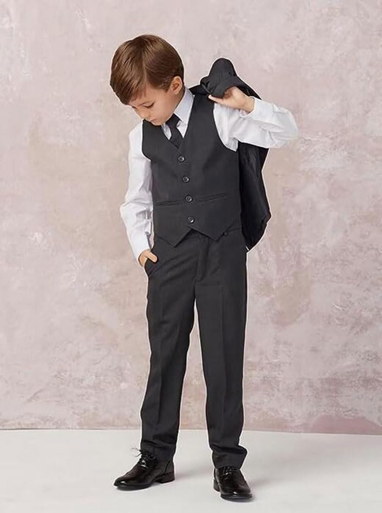 3-Piece Boys Suits for Wedding - Peak Lapel Jacket, Vest & Pants - Boys Formal Tuxedo Set - Perfect for Weddings, Parties & Special Occasions