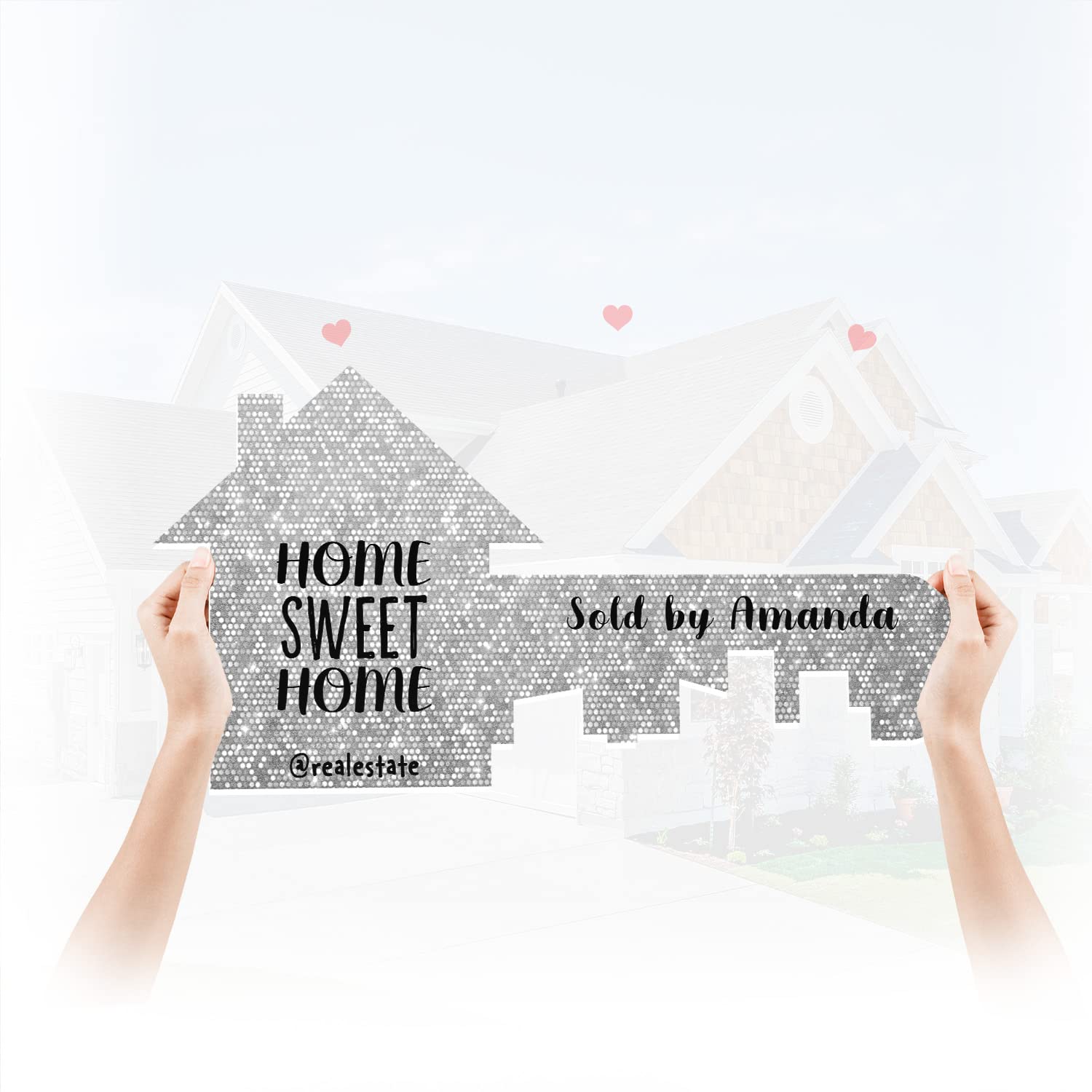 Custom Photo Props Giant Realtor Key - Silver Sparkle Size M for Real Estate Sold Signs, Marketing Supplies & Realtor Closing Gifts | Perfect for Open Houses, Listings & Agent Branding