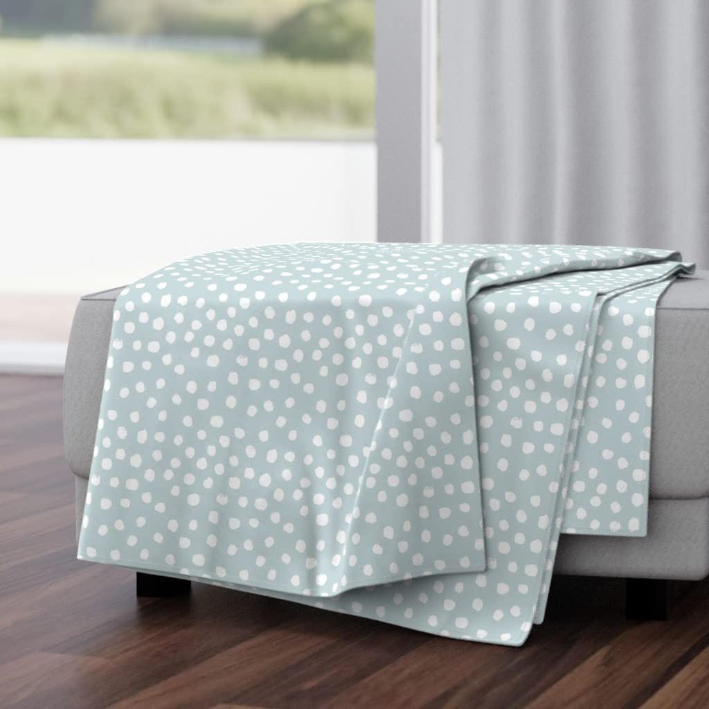 Soft Blue Dots Plush Minky Throw Blanket 50x70 Inches - Ultra Soft Baby Blanket with Pastel Geometric Print | Perfect for Nursery, Couch & Gift Giving