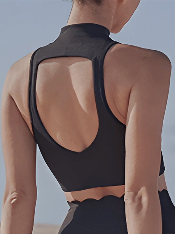 ZASUWA Women's Sexy Solid Color Hollow Out Stand Up Collar Tank Top - Perfect for Night Out, Date Night, and Summer Fashion