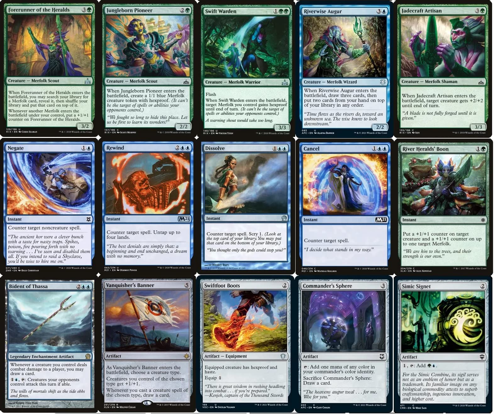 Premium Custom Built Blue/Green Merfolk Commander Deck - 100 Card MTG EDH Deck for Competitive Play & Casual Gaming