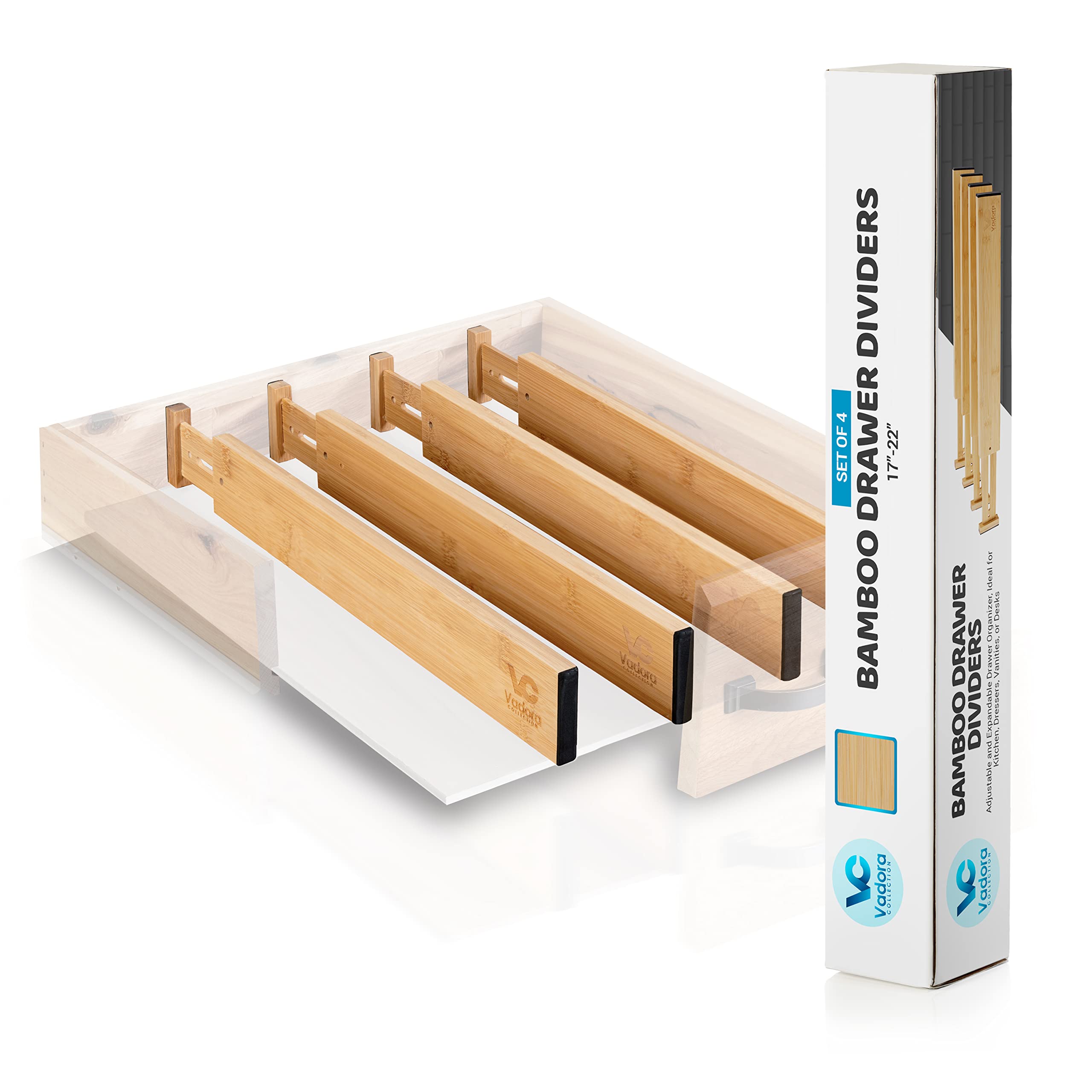 Adjustable Bamboo Drawer Organizers - Expandable 17