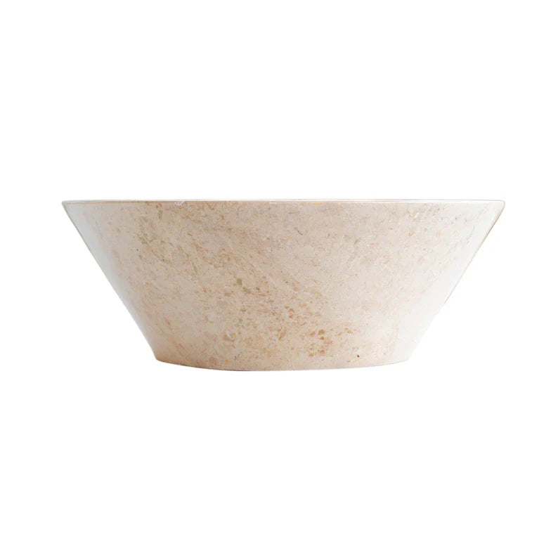 Polished Cappuccino Beige Marble V-Shaped Tapered Bathroom Sink - Above Vanity Countertop Basin CBMVTS15 for Modern Bathroom & Powder Room Decor