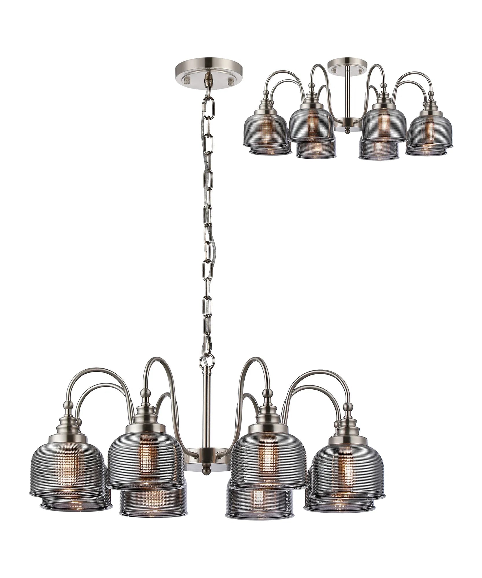 Cleron 3/5/8Lt Semi Flush Mount Pendant Light Fixture - Modern Ceiling Lighting in Multiple Colors for Living Room, Bedroom & Dining Room