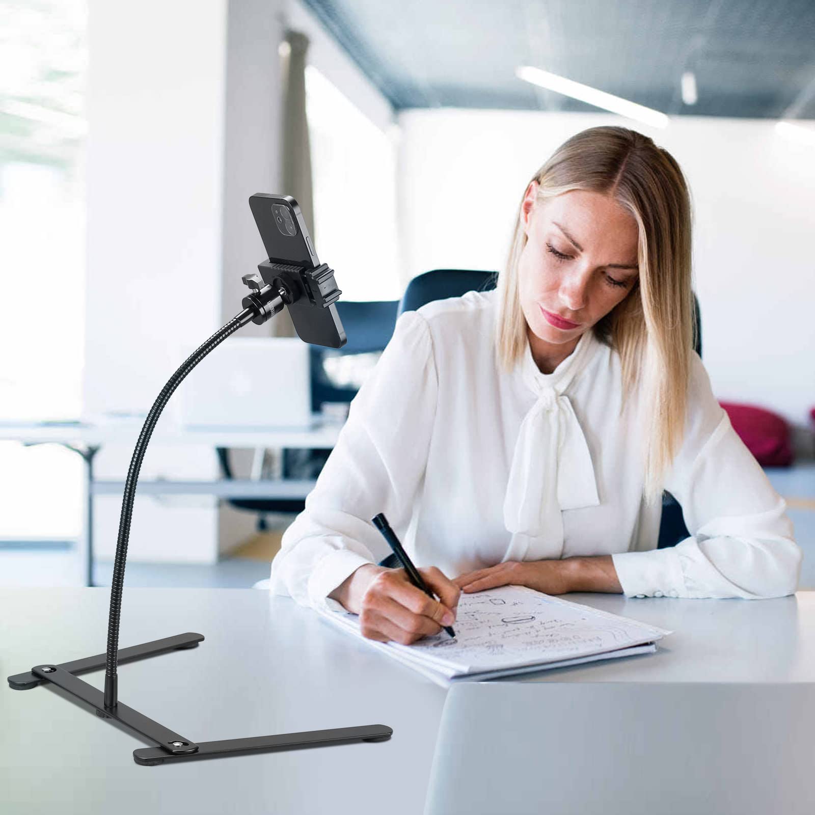 Adjustable Phone Tripod Stand with Solid Gooseneck Mount - Overhead Phone Holder for Video Recording, Online Teaching, Live Streaming & Cookie Decorating - Perfect for Content Creators, Teachers & Home Bakers