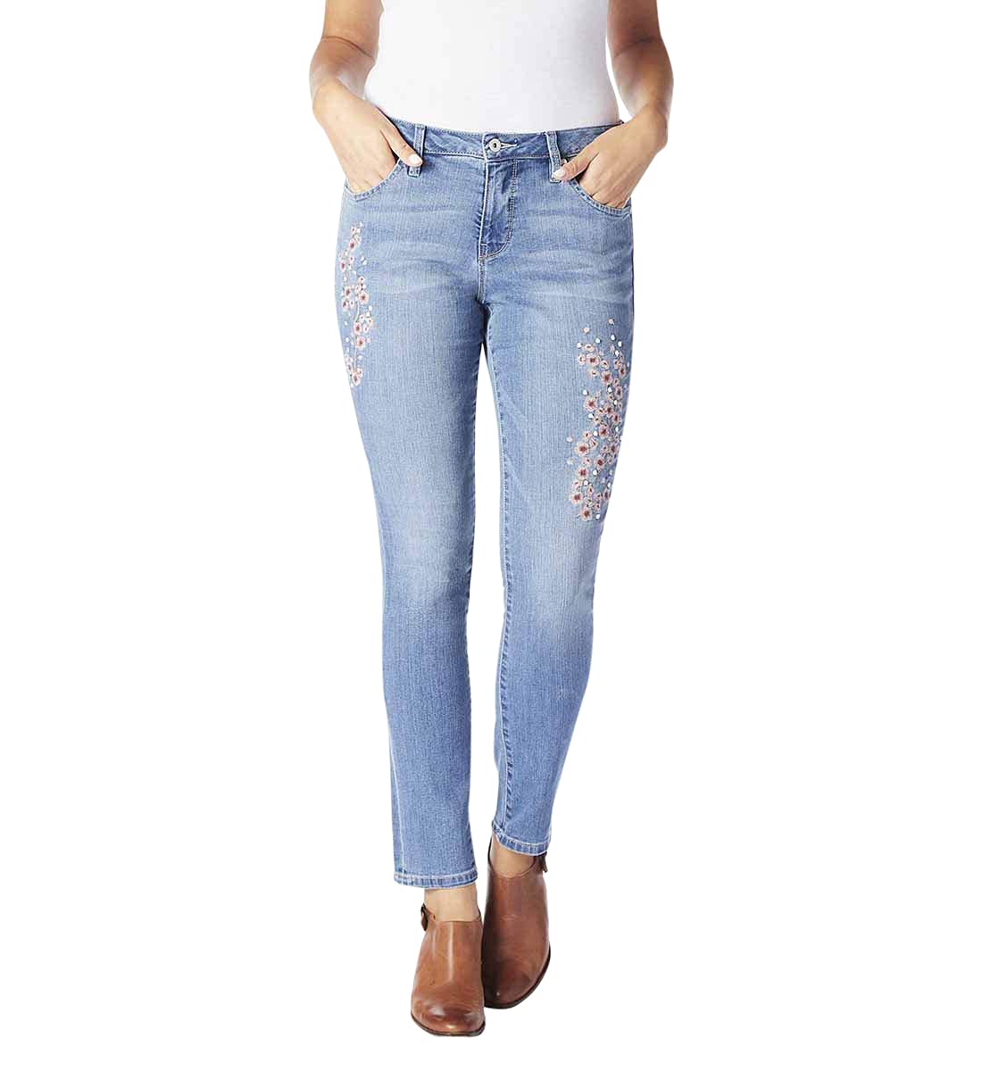 Jag Jeans Women's Sheridan Skinny Jean with Embroidery - Stretch Denim Pants for Casual Wear & Night Out | Comfortable High Waist Jeans for Women