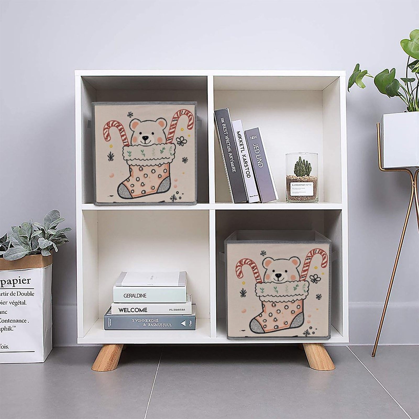 6-Pack Foldable Storage Bins with Bear Print - Large Capacity Fabric Storage Boxes with Handles for Home Organization, Playroom, Office & Closet - Perfect for Toys, Books & Clothes Storage