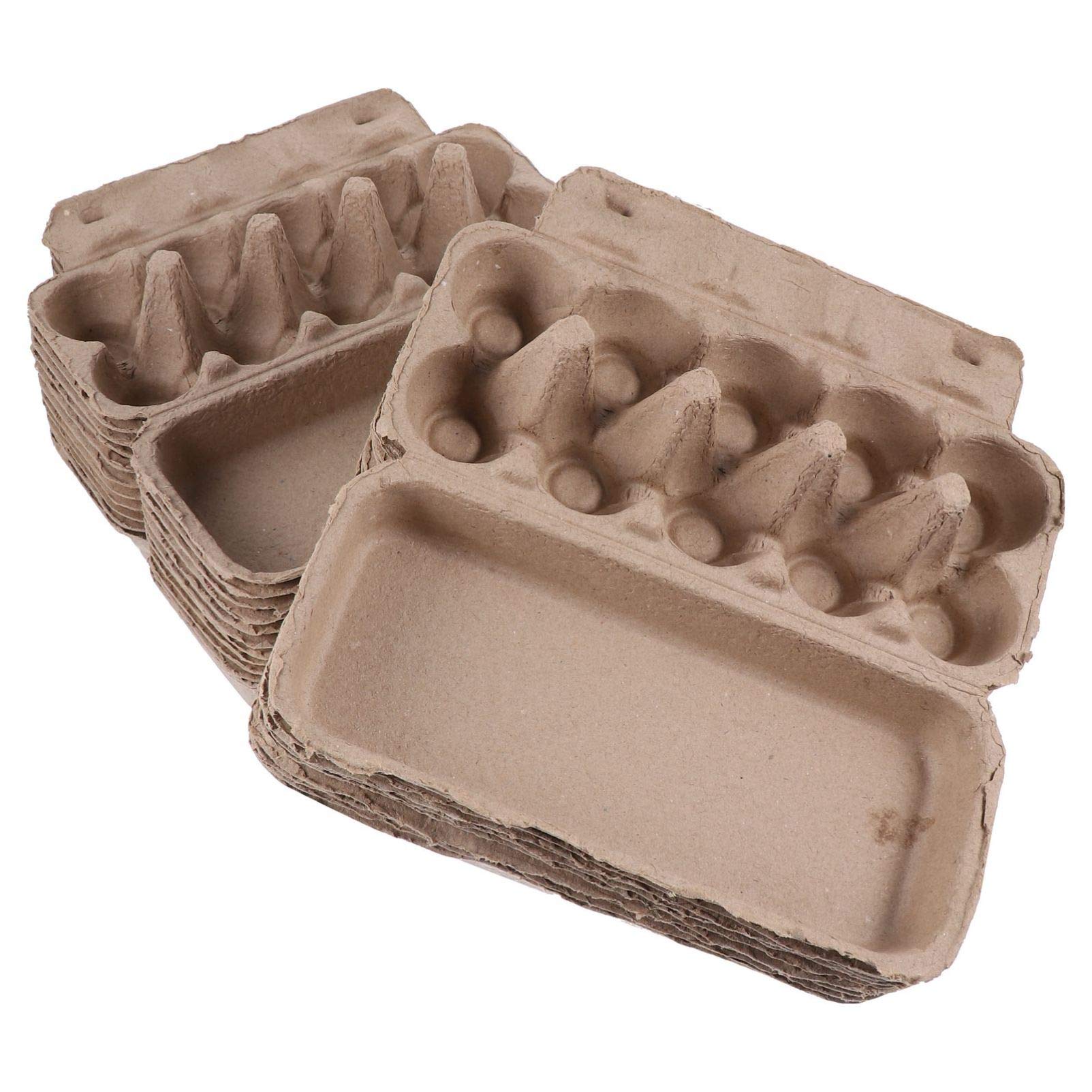 20Pcs Biodegradable Egg Cartons - Eco-Friendly Pulp Fiber Egg Flats with Display Window, Holds 10 Eggs - Perfect for Farmers Markets, Organic Eggs & Sustainable Packaging