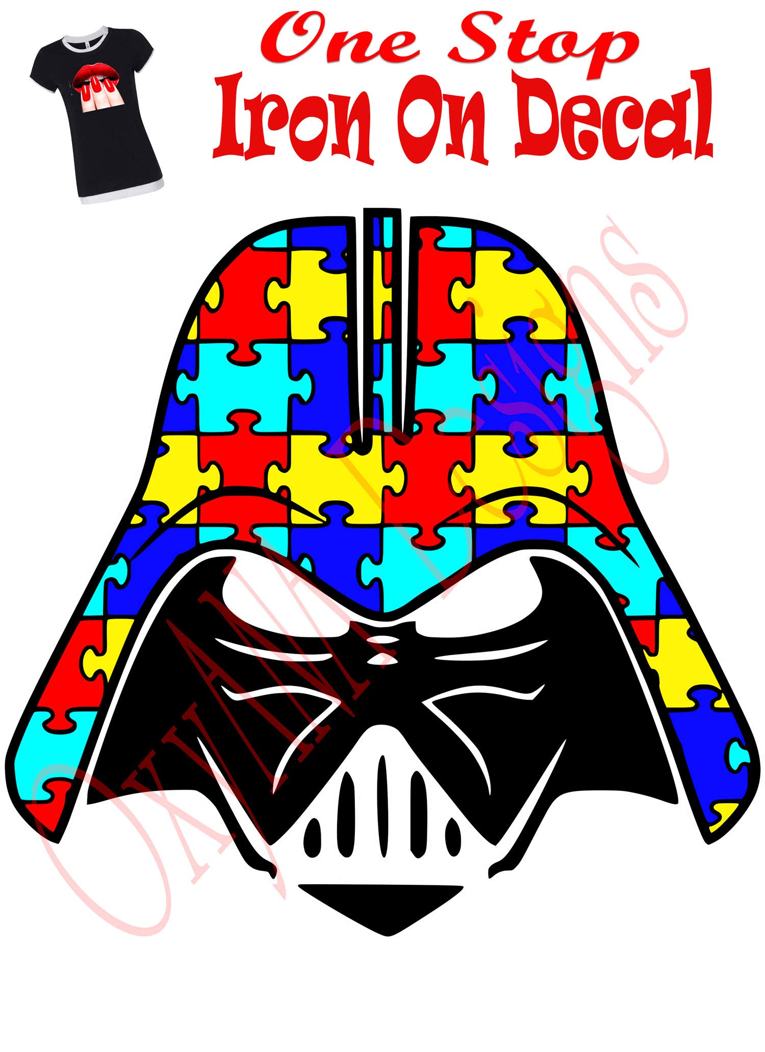 Darth Vader Autism Awareness Iron On Heat Transfer Patch - 5 Inch Decal Sticker for Clothing, Bags & DIY Crafts - Perfect for Autism Support, Cosplay & Star Wars Fans