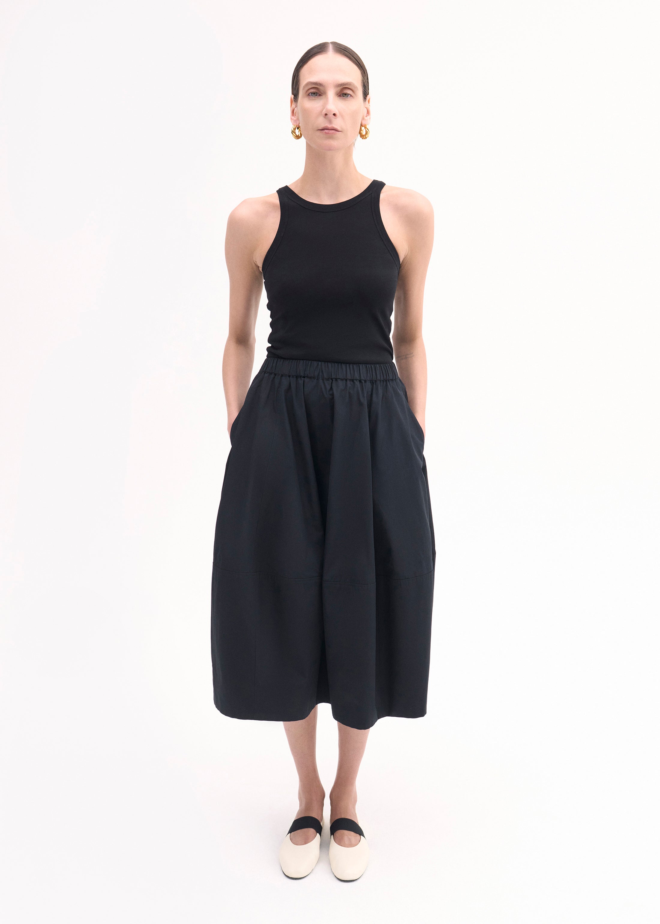 Stylish Black Cotton Poplin Full Skirt for Women - Perfect for Casual Outings, Office Wear & Summer Dresses