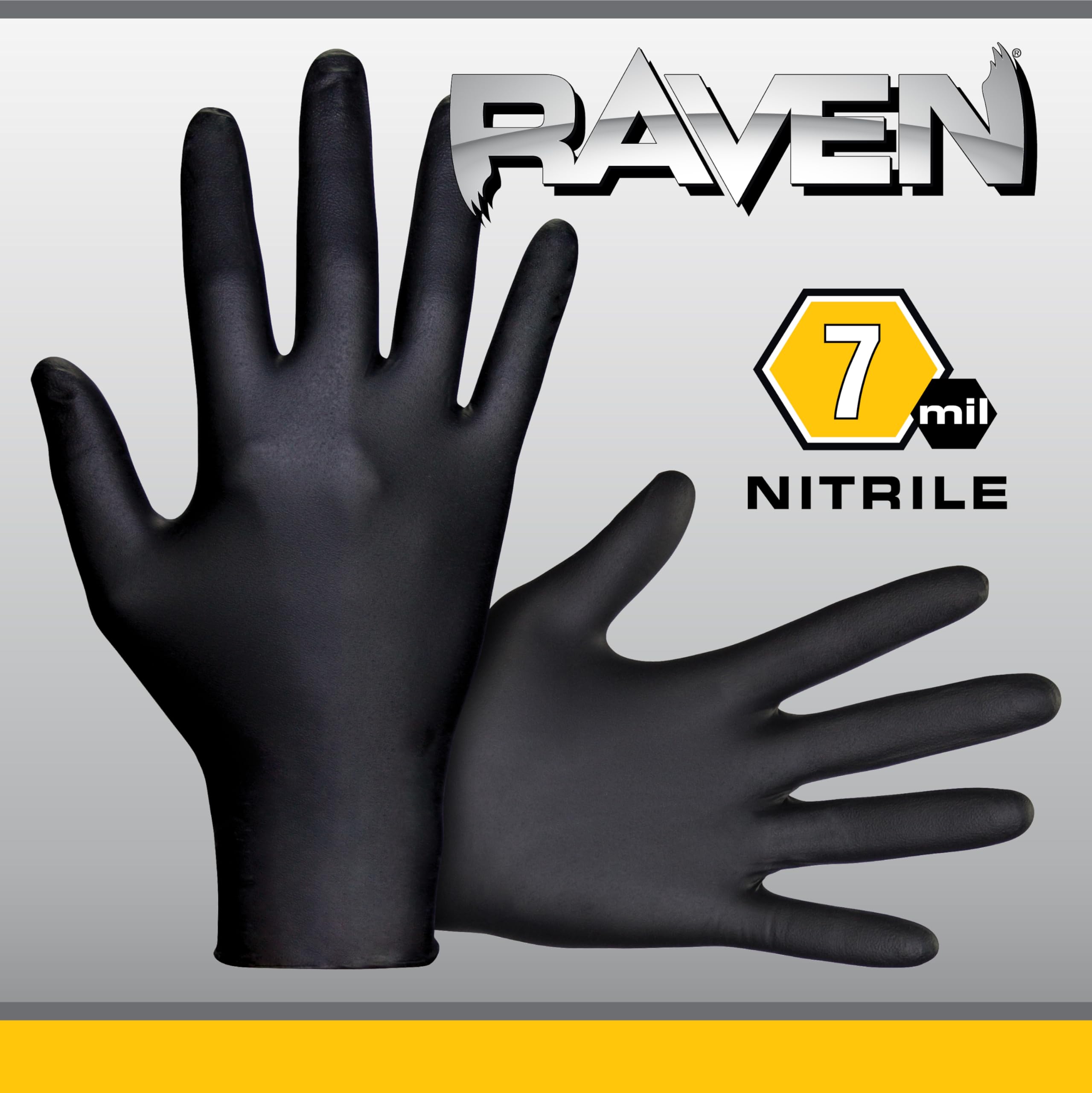 10 Pack SAS Safety 66519 Raven 6 mil Black Nitrile Disposable Gloves - X-Large (100 Gloves per Box) | Heavy-Duty Chemical Resistant Gloves for Medical, Laboratory, Tattoo & Automotive Work