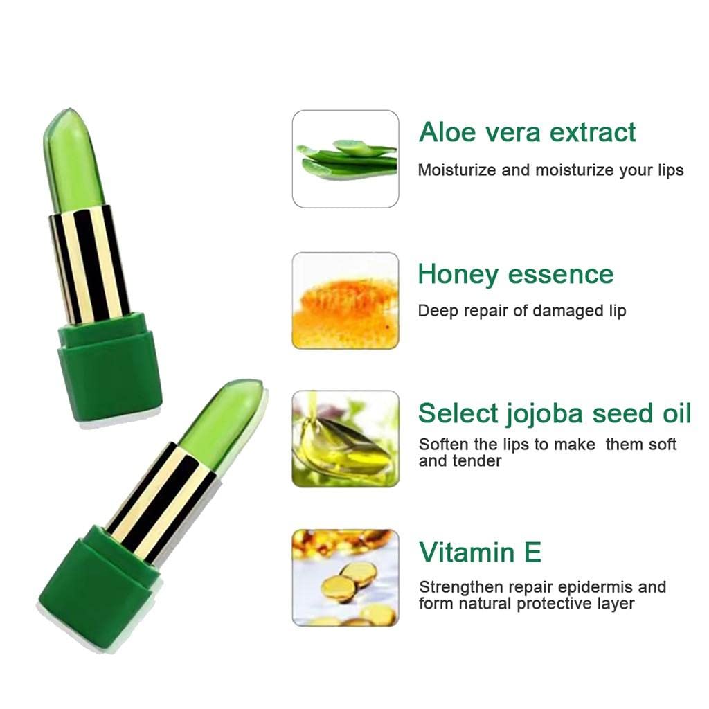 Natural Aloe Vera Tinted Lip Balm - Color Changing Jelly Lipstick with Long Lasting Moisture & Hydration | Women's Lip Care for Daily Use, Makeup & Dry Lips Relief