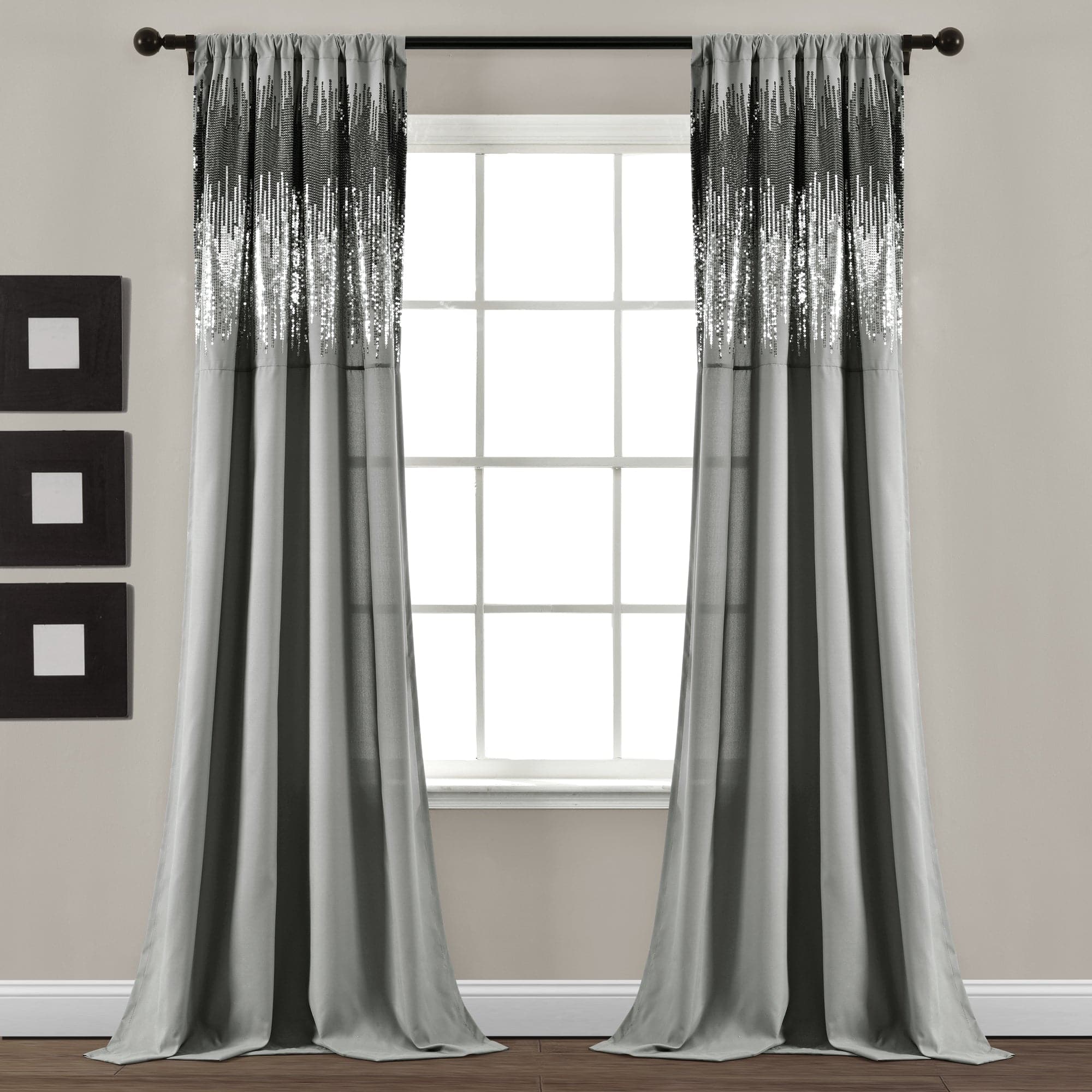 Sparkling Sequin Window Curtain Panel Set - Elegant Light Filtering Drapes for Living Room, Bedroom & Party Decor