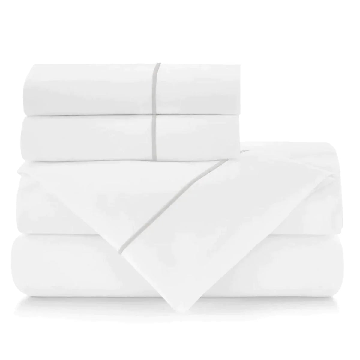 Luxury Embroidered Percale Cotton Sheet Set - 100% Breathable & Soft Bedding for Master Bedroom, Guest Room & Hotel Use