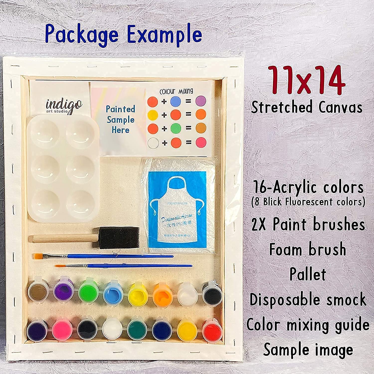 Indigo Art Studio Pre-Drawn Canvas Paint Kit for Adults, Kids & Couples | DIY Sneakers Air Jordan Retro Painting Kit | 11x14 Inches | Perfect for Birthday Gifts, Sip and Paint Parties & Creative Home Decor | Stenciled Canvas Art Kit for Beginners